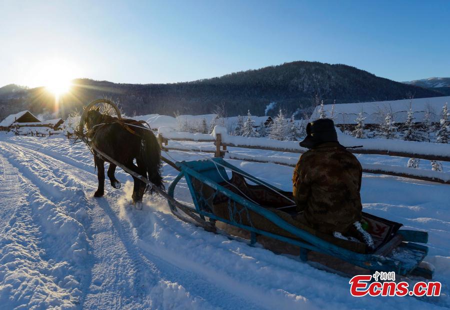 Snow-covered village in Xinjiang