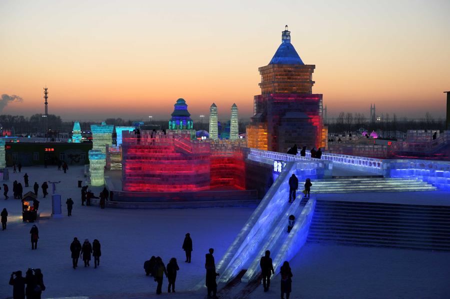 Harbin Ice and Snow World opened to public in NE China