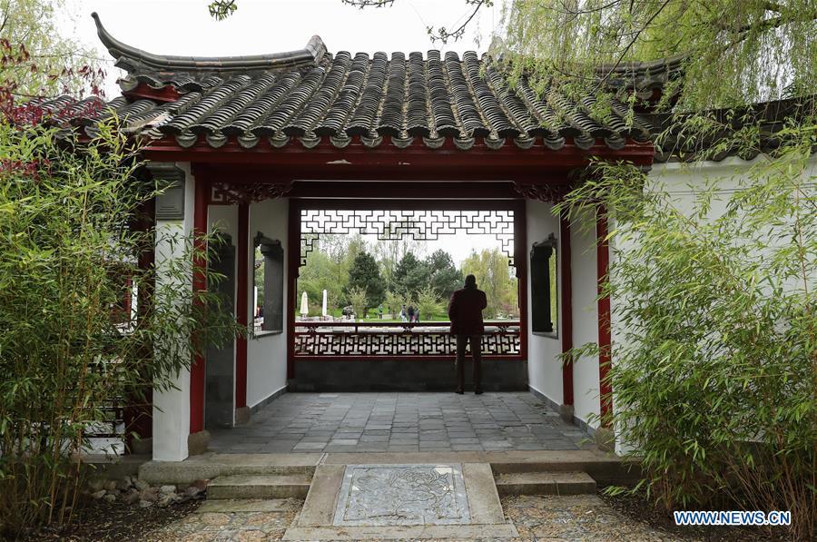 Scenery of Chinese garden 'De Yue Yuan' at Gardens of World in Berlin