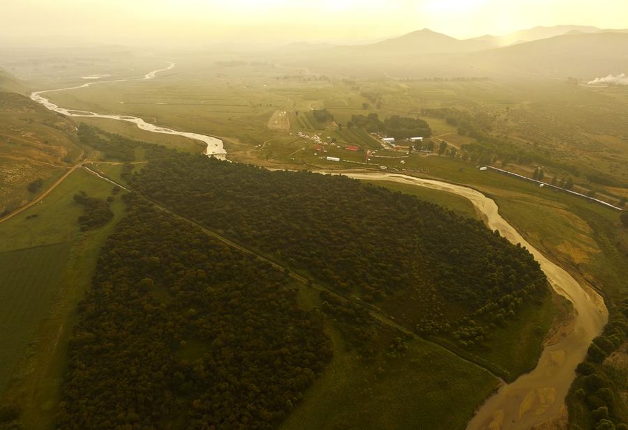 Early autumn scenery by Hunhe riverside in Inner Mongolia