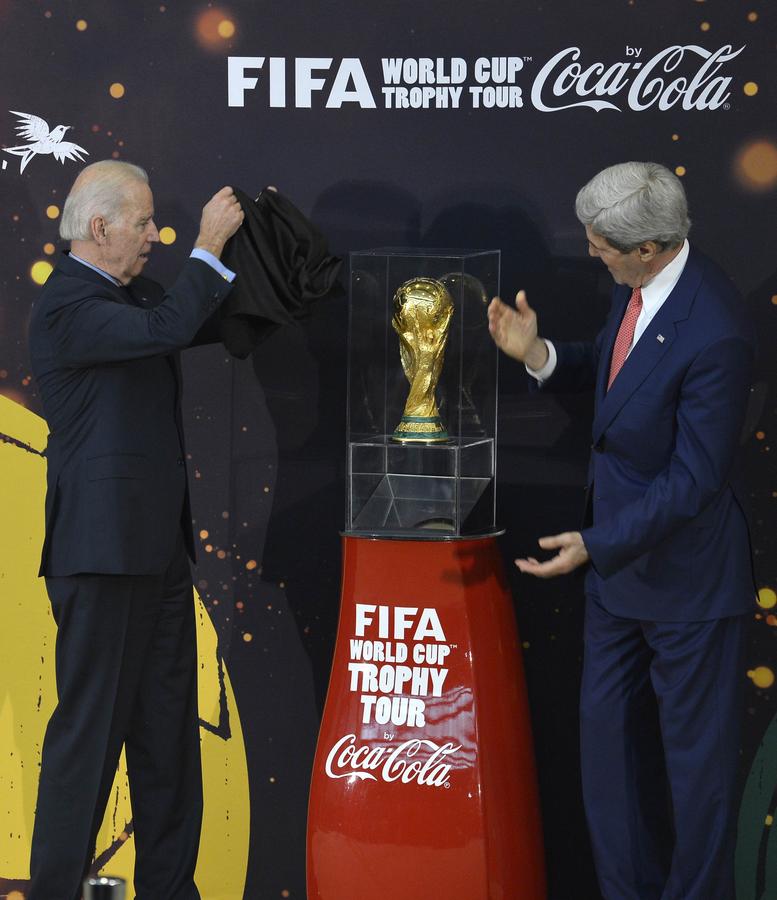 Biden, Kerry unveil World Cup trophy in Washington