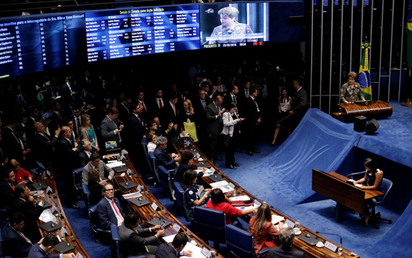 Brazil's Rousseff denounces attempted 'coup' at impeachment hearing